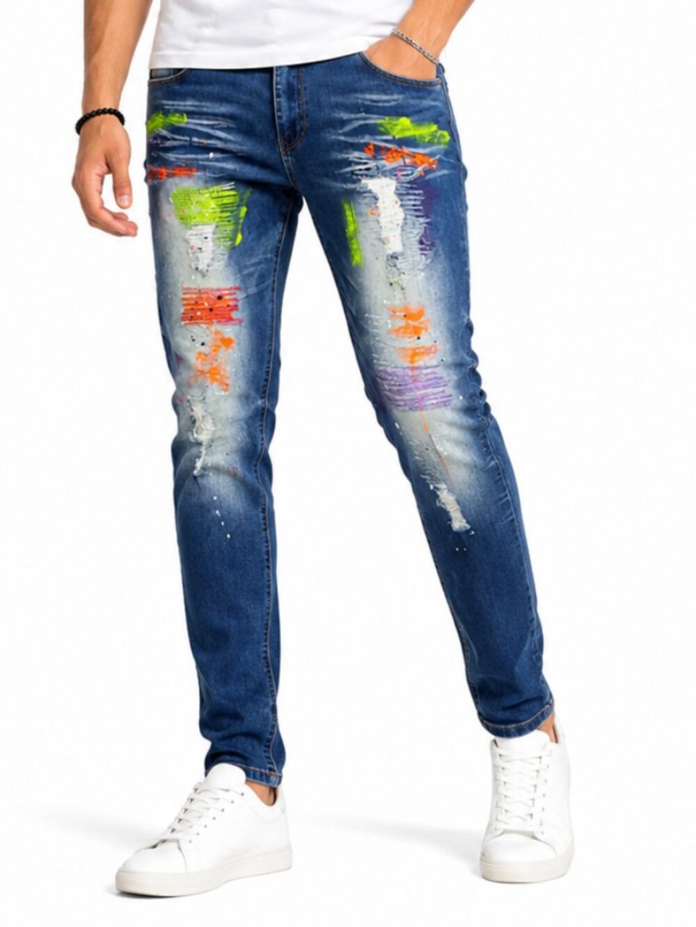 Switch Remarkable Slim Taper Fit Distressed Paint Splatter Jeans Men's 44x32